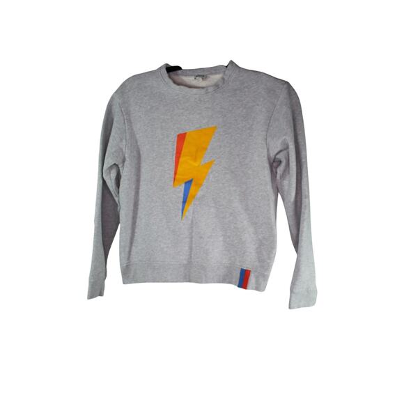 Kule Lightning Bolt Sweater Dopamine Colorful Prep Punk Trendy Gray XS - Picture 1 of 9